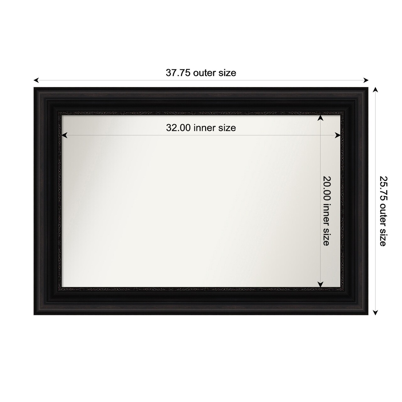 Parlor Black Non-Beveled Custom Framed Bathroom Vanity Wall Mirror